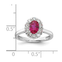 10kw 5/8 ct Lab Grown Dia VS/SI+ G+ & Cr Ruby Comp Halo Ring