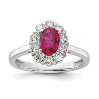 10kw 5/8 ct Lab Grown Dia VS/SI+ G+ & Cr Ruby Comp Halo Ring