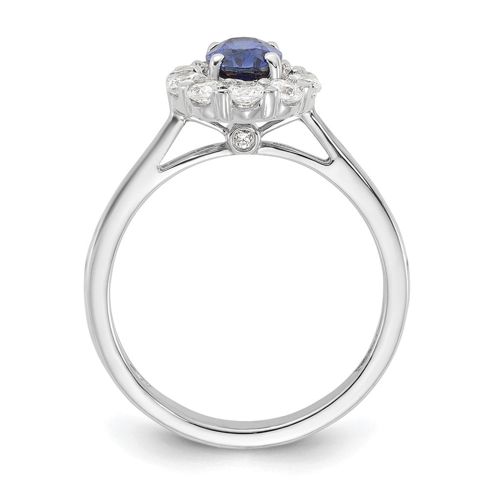 10kw 5/8 ct Lab Grown Dia VS/SI+ G+ & Cr Sapphire Comp Halo Ring