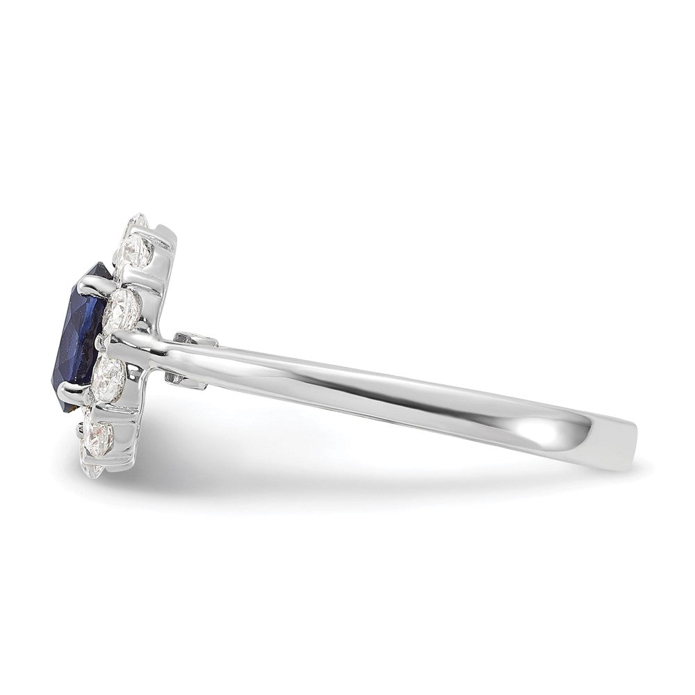 10kw 5/8 ct Lab Grown Dia VS/SI+ G+ & Cr Sapphire Comp Halo Ring