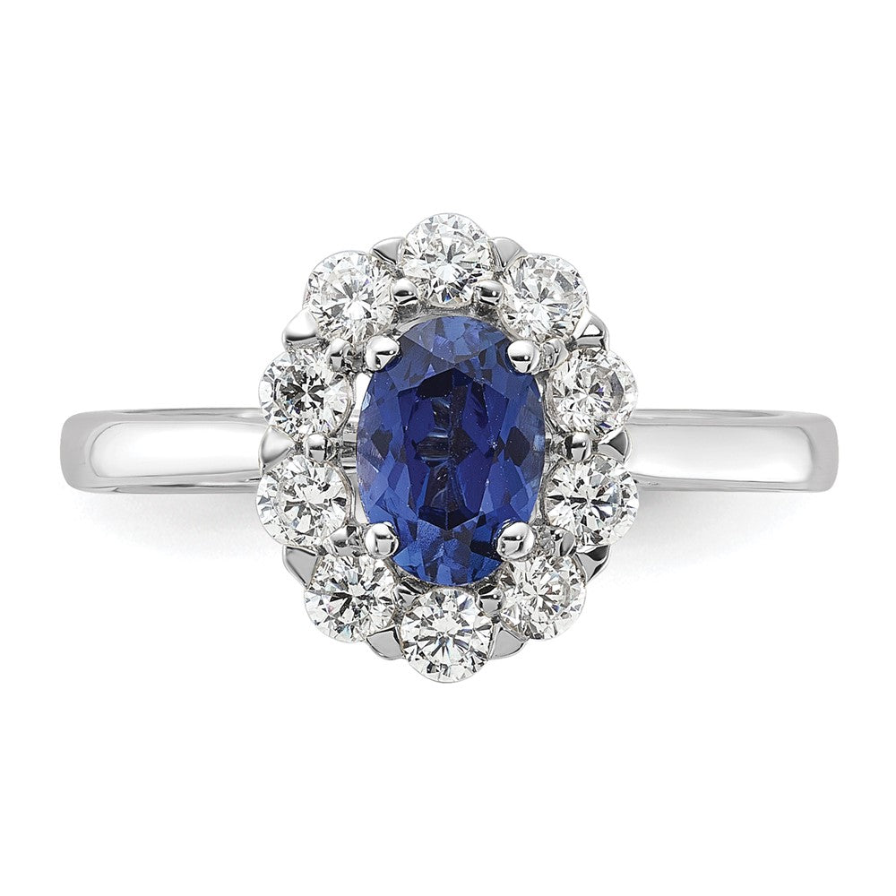 10kw 5/8 ct Lab Grown Dia VS/SI+ G+ & Cr Sapphire Comp Halo Ring