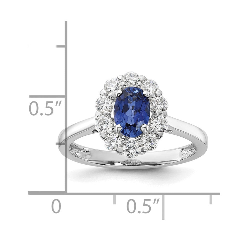 10kw 5/8 ct Lab Grown Dia VS/SI+ G+ & Cr Sapphire Comp Halo Ring