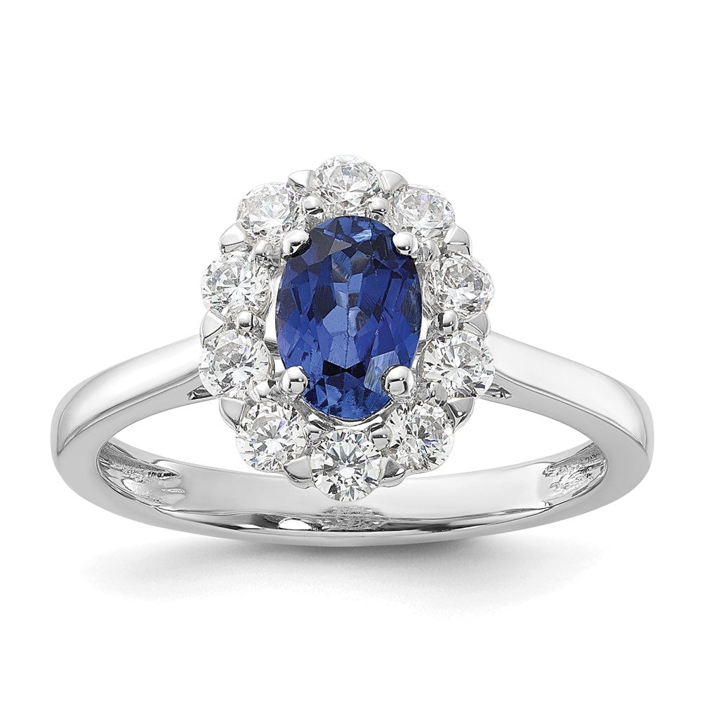10kw 5/8 ct Lab Grown Dia VS/SI+ G+ & Cr Sapphire Comp Halo Ring