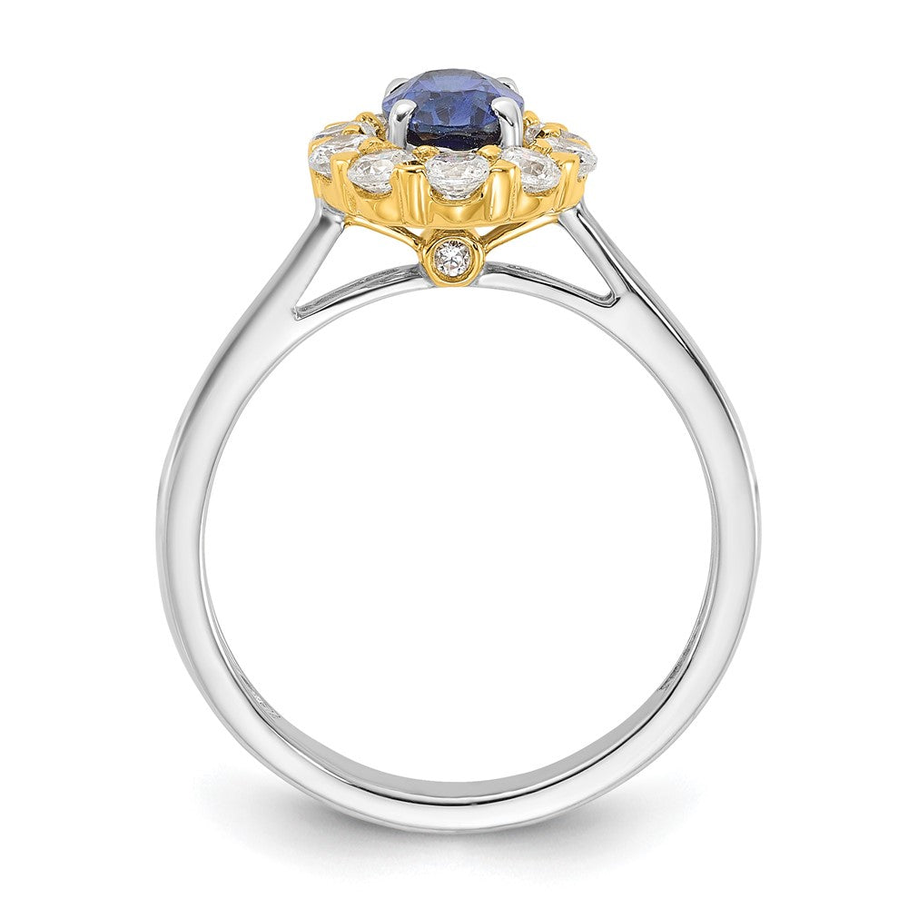 14ktt 5/8 ct Lab Grown Dia VS/SI+ G+ & Cr Sapphire Comp Halo Ring