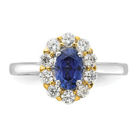 14ktt 5/8 ct Lab Grown Dia VS/SI+ G+ & Cr Sapphire Comp Halo Ring