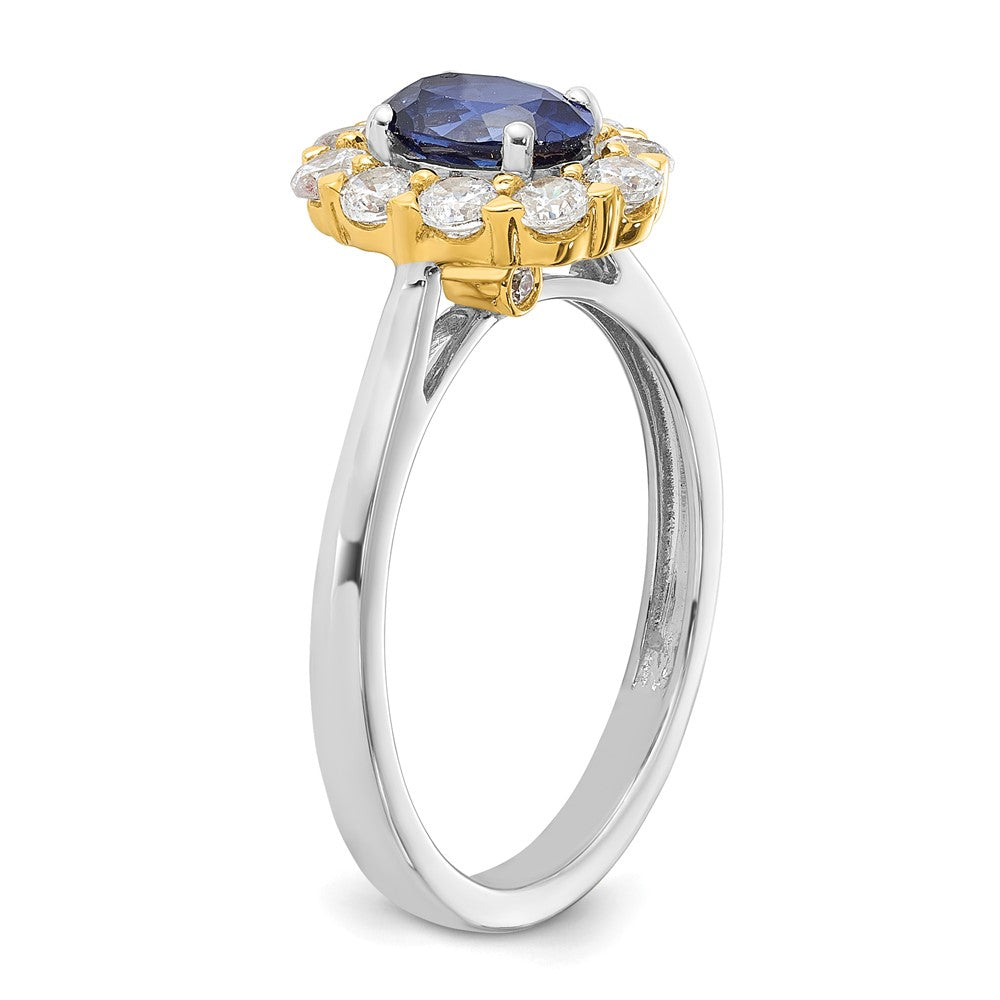 14ktt 5/8 ct Lab Grown Dia VS/SI+ G+ & Cr Sapphire Comp Halo Ring