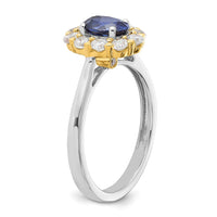 14ktt 5/8 ct Lab Grown Dia VS/SI+ G+ & Cr Sapphire Comp Halo Ring