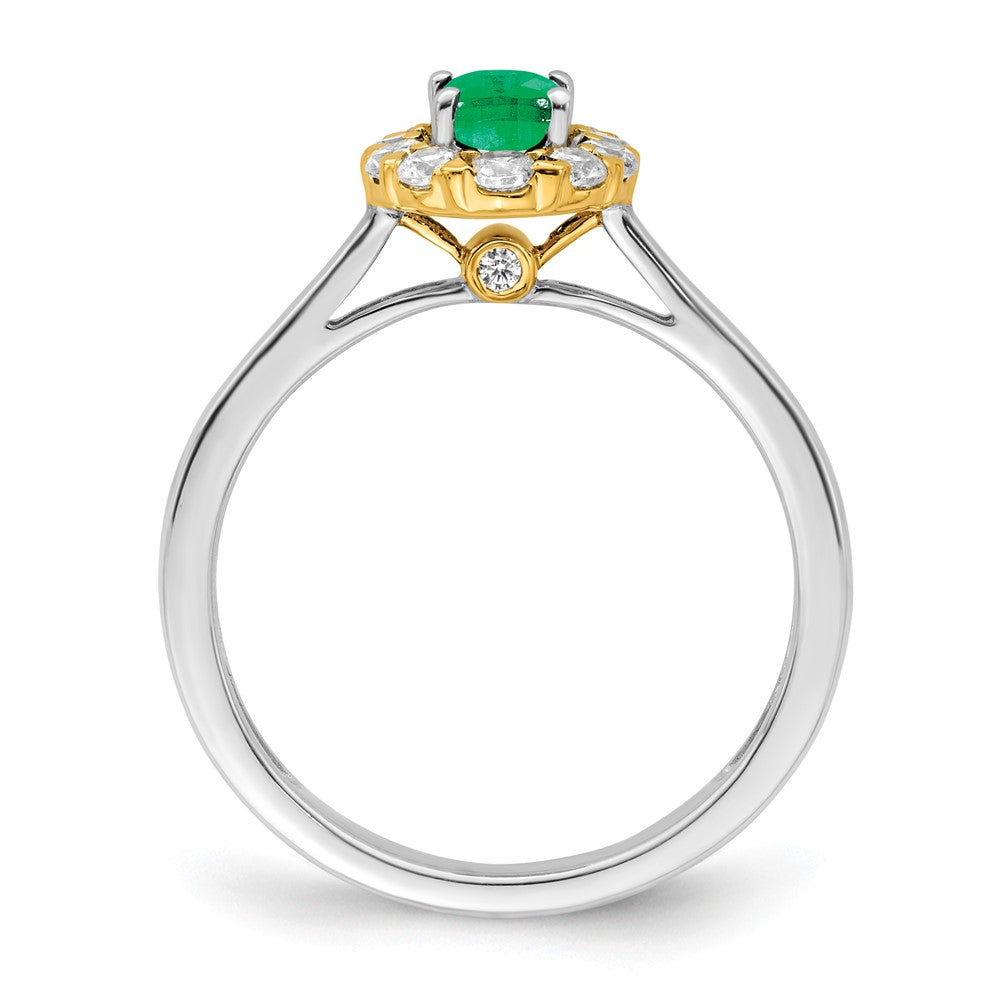 14ktt 5/8 ct Lab Grown Diamond VS/SI+ G+ & Cr Emerald Comp Halo Ring