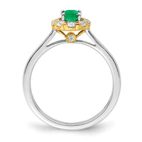 14ktt 5/8 ct Lab Grown Diamond VS/SI+ G+ & Cr Emerald Comp Halo Ring