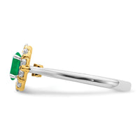 14ktt 5/8 ct Lab Grown Diamond VS/SI+ G+ & Cr Emerald Comp Halo Ring