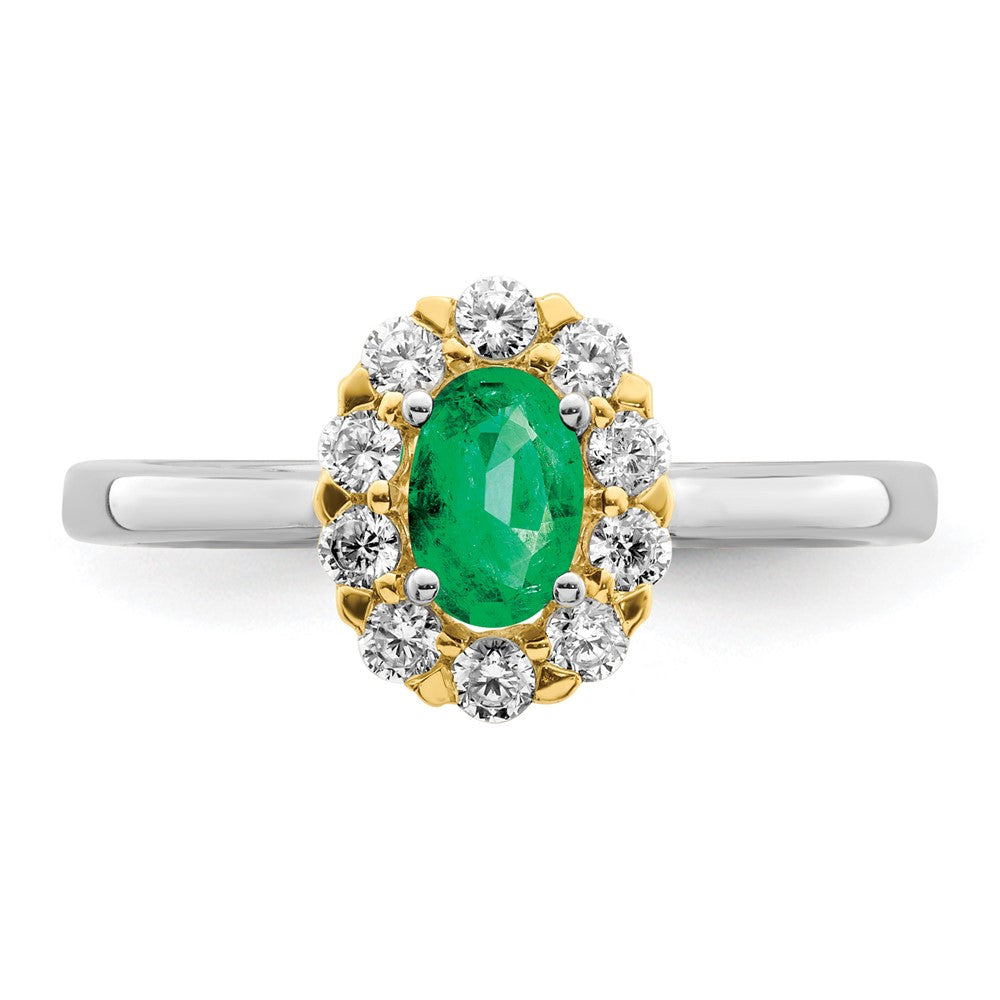 14ktt 5/8 ct Lab Grown Diamond VS/SI+ G+ & Cr Emerald Comp Halo Ring