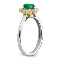 14ktt 5/8 ct Lab Grown Diamond VS/SI+ G+ & Cr Emerald Comp Halo Ring