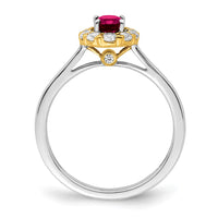 14ktt 5/8 ct Lab Grown Dia VS/SI+ G+ & Cr Ruby Comp Halo Ring