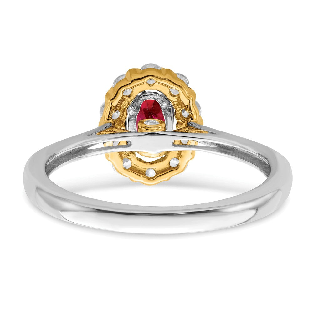14ktt 5/8 ct Lab Grown Dia VS/SI+ G+ & Cr Ruby Comp Halo Ring