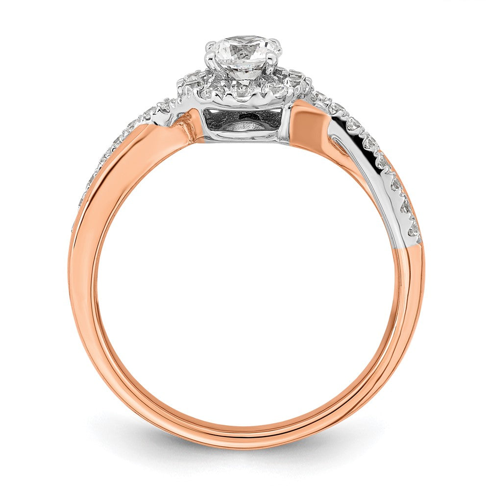 10ktt 5/8ct Lab Grown Diamond VS/SI+ G+ Round Comp Fancy Halo Eng Ring