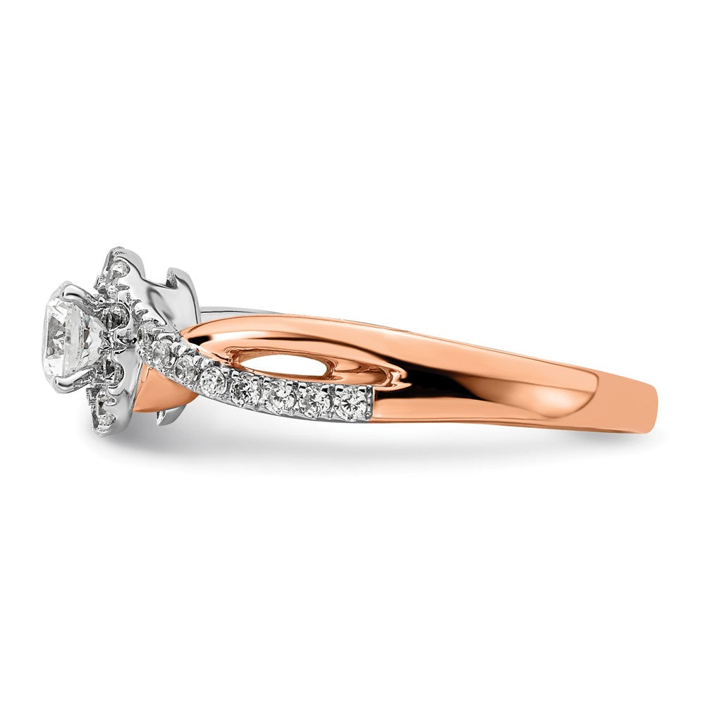 10ktt 5/8ct Lab Grown Diamond VS/SI+ G+ Round Comp Fancy Halo Eng Ring
