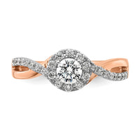 14ktt 5/8ct Lab Grown Diamond VS/SI+ G+ Round Comp Fancy Halo Eng Ring