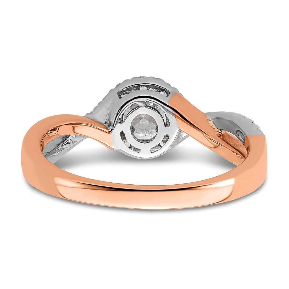 14ktt 5/8ct Lab Grown Diamond VS/SI+ G+ Round Comp Fancy Halo Eng Ring