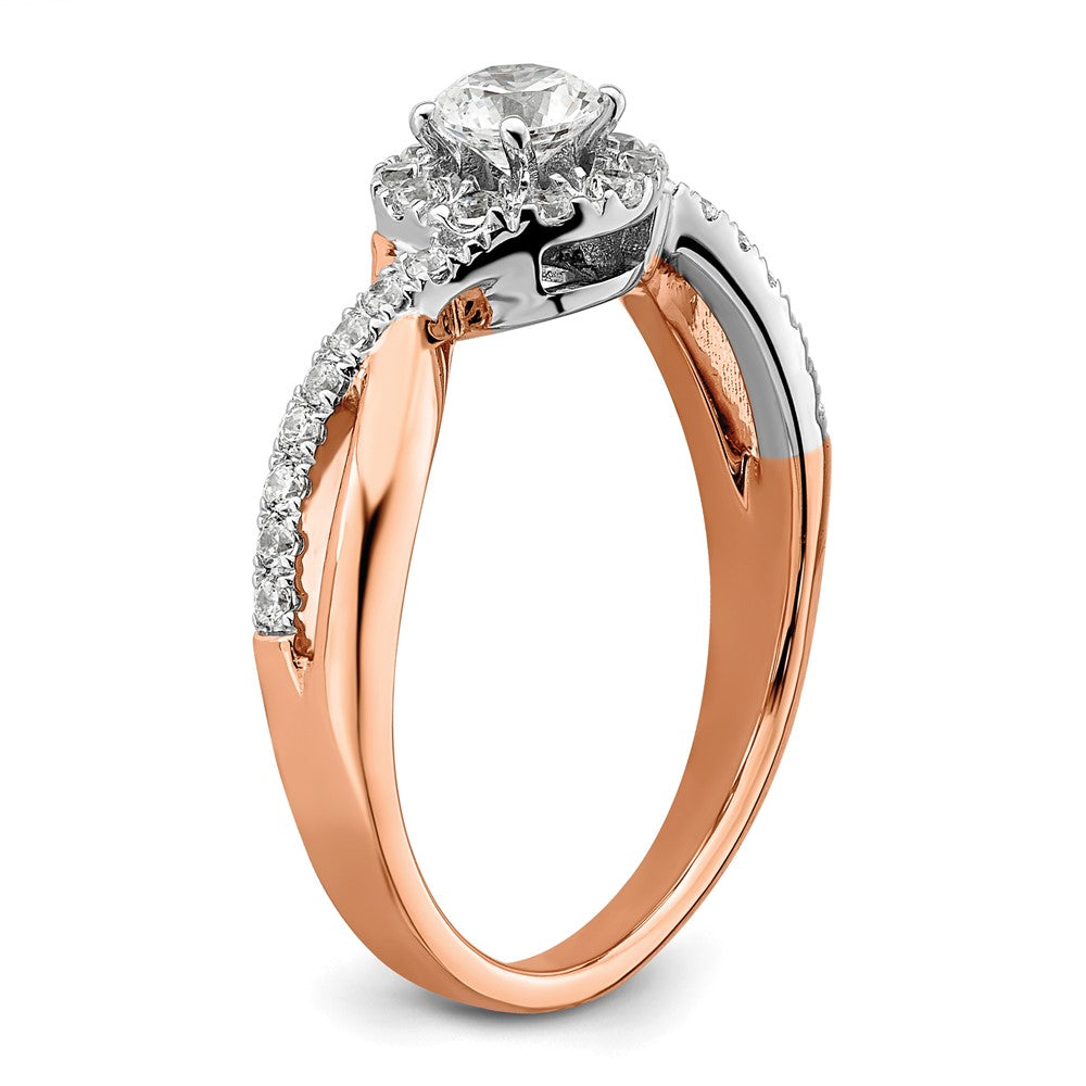 10ktt 5/8ct Lab Grown Diamond VS/SI+ G+ Round Comp Fancy Halo Eng Ring