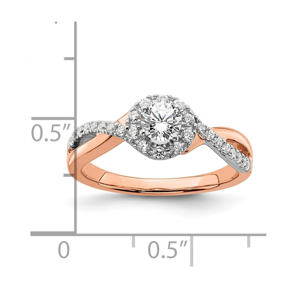 10ktt 5/8ct Lab Grown Diamond VS/SI+ G+ Round Comp Fancy Halo Eng Ring