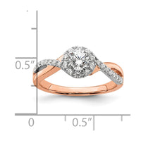 14ktt 5/8ct Lab Grown Diamond VS/SI+ G+ Round Comp Fancy Halo Eng Ring