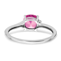 Sterling Silver Rhodium-plated Created Pink Sapphire and Diamond Ring