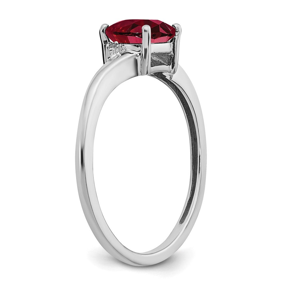Sterling Silver Rhodium-plated Created Ruby and Diamond Ring