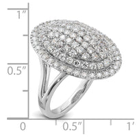 14k White Gold 2 1/4ct Lab Grown Diamond VS/SI+ G+ Comp Fashion Ring