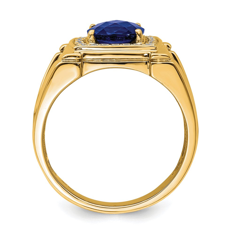 14k 1/4 ct Lab Grown Diamond VS/SI+ G+ and Created Sapphire Men's Ring