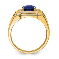 14k 1/4 ct Lab Grown Diamond VS/SI+ G+ and Created Sapphire Men's Ring