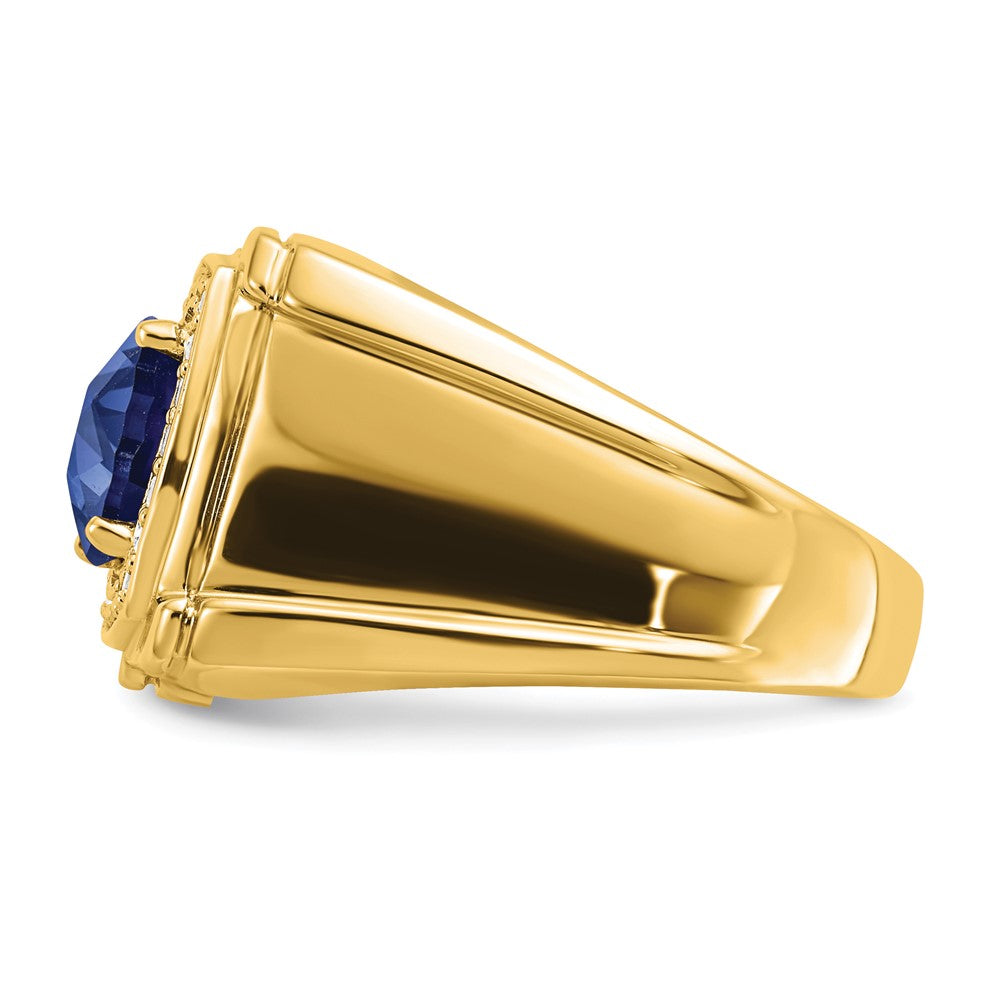 14k 1/4 ct Lab Grown Diamond VS/SI+ G+ and Created Sapphire Men's Ring