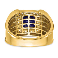 14k 1/4 ct Lab Grown Diamond VS/SI+ G+ and Created Sapphire Men's Ring