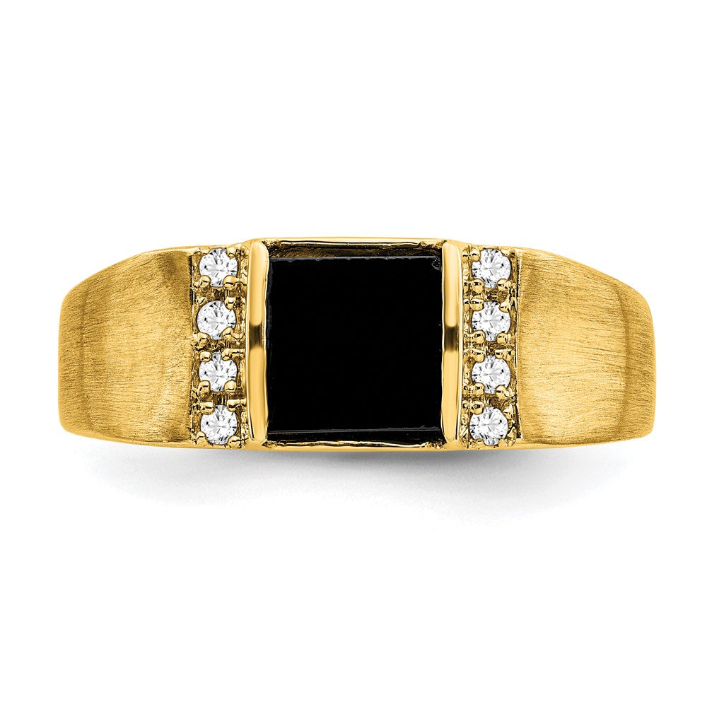 14k 1/8 ct Lab Grown Diamond VS/SI+ G+ and Onyx Men's Ring