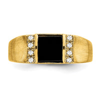 14k 1/8 ct Lab Grown Diamond VS/SI+ G+ and Onyx Men's Ring