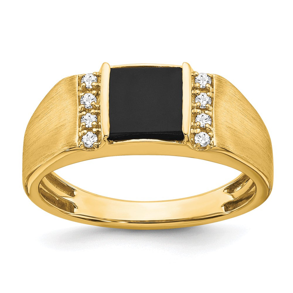 14k 1/8 ct Lab Grown Diamond VS/SI+ G+ and Onyx Men's Ring