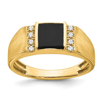 14k 1/8 ct Lab Grown Diamond VS/SI+ G+ and Onyx Men's Ring