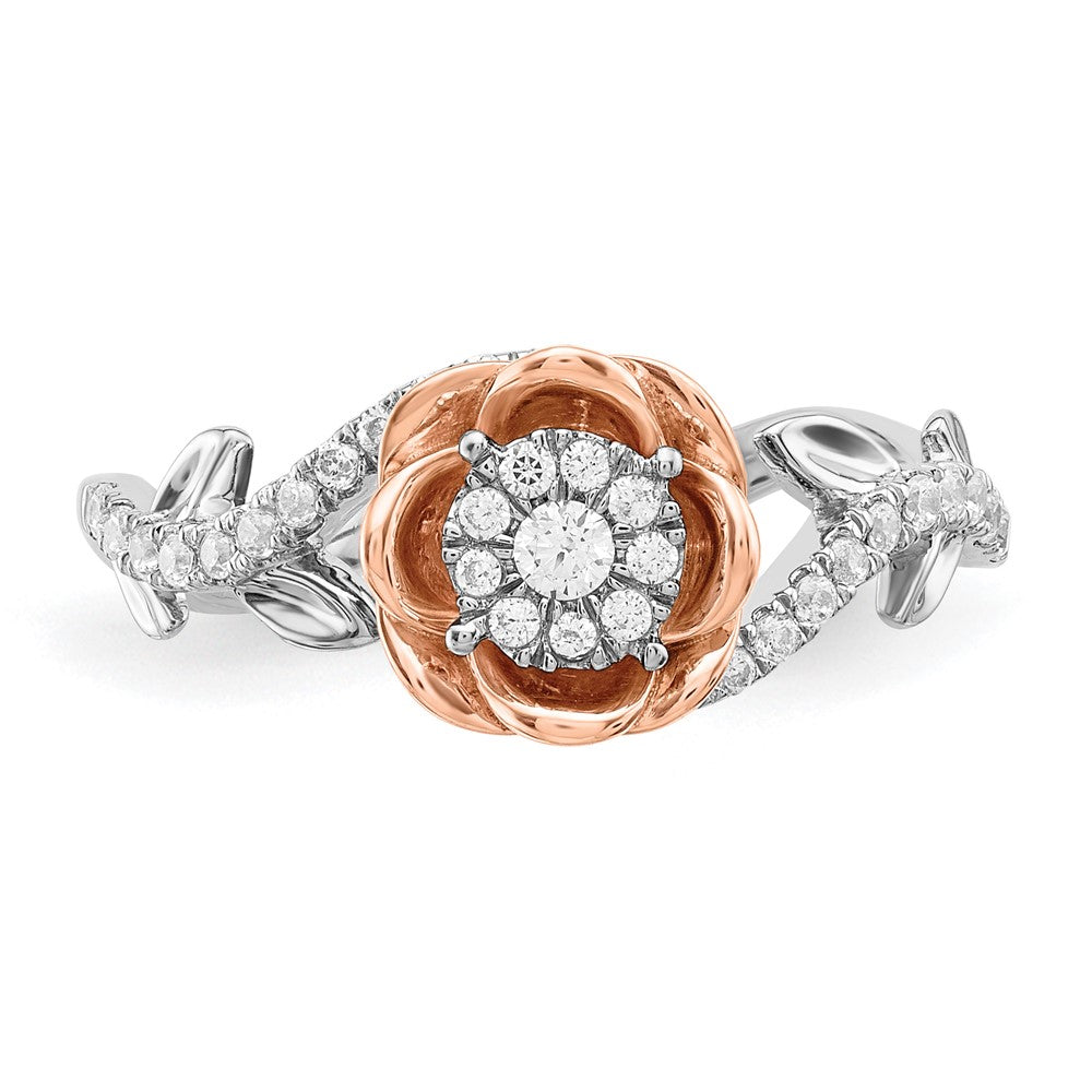 14k Two-Tone 1/4 ct Lab Grown Diamond VS/SI+ G+ Complete Flower Ring
