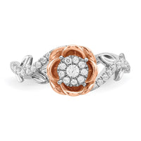 14k Two-Tone 1/4 ct Lab Grown Diamond VS/SI+ G+ Complete Flower Ring
