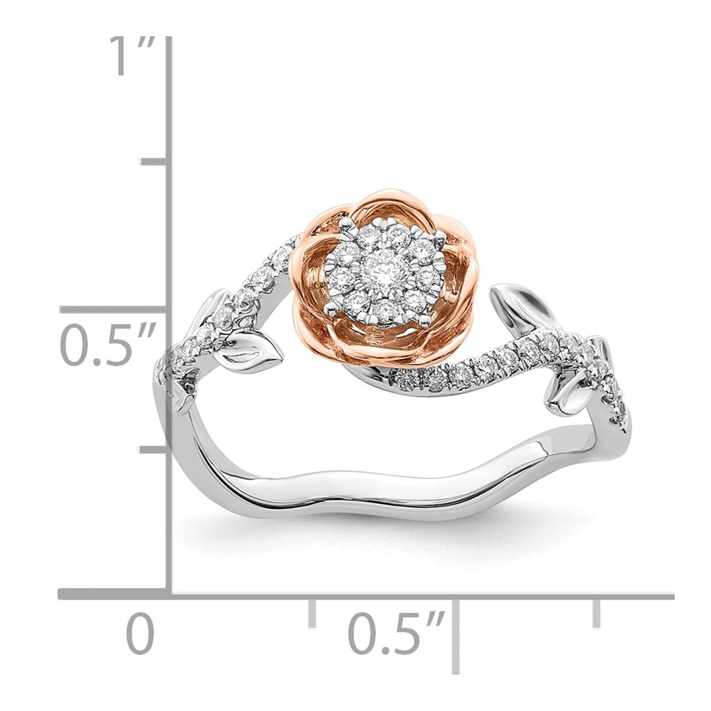 14k Two-Tone 1/4 ct Lab Grown Diamond VS/SI+ G+ Complete Flower Ring