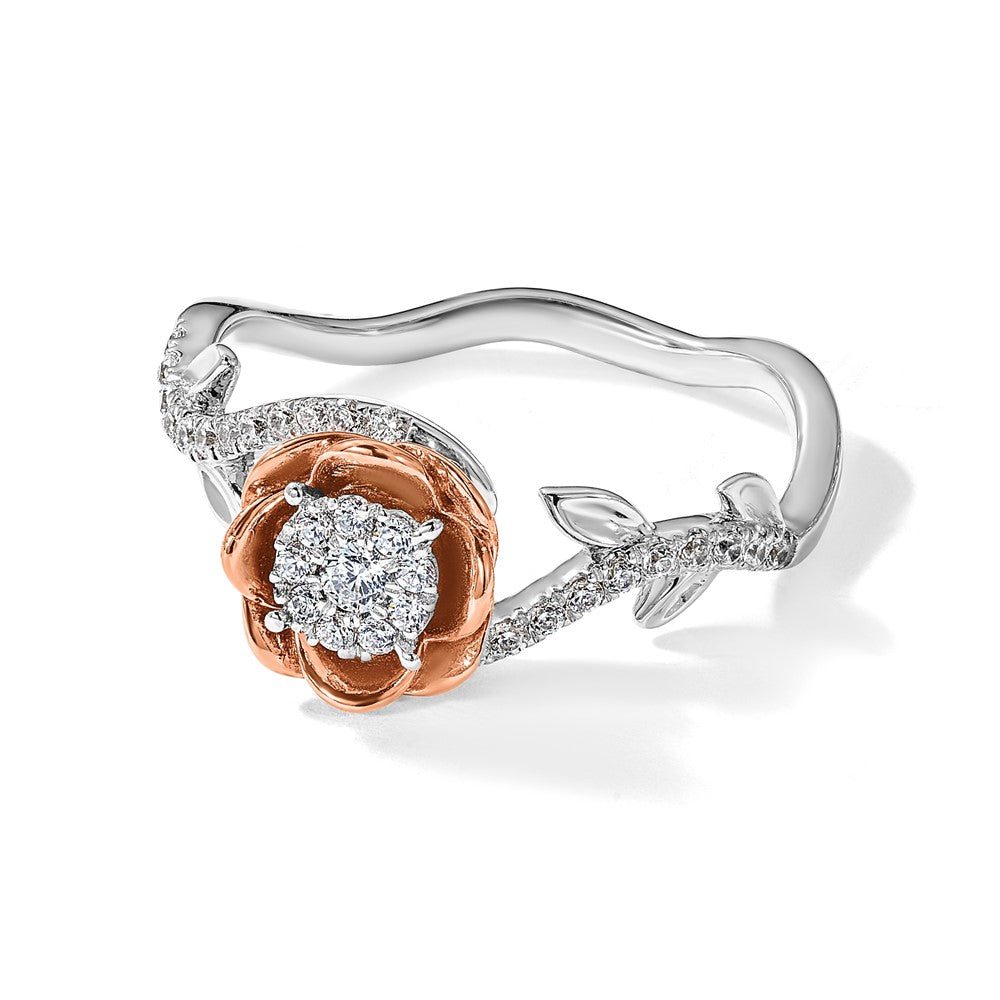 14k Two-Tone 1/4 ct Lab Grown Diamond VS/SI+ G+ Complete Flower Ring