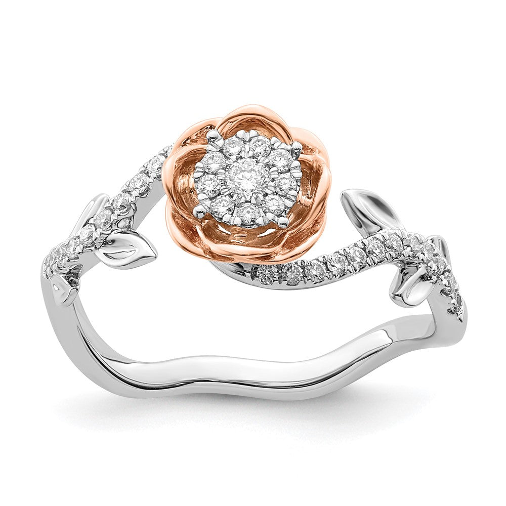14k Two-Tone 1/4 ct Lab Grown Diamond VS/SI+ G+ Complete Flower Ring