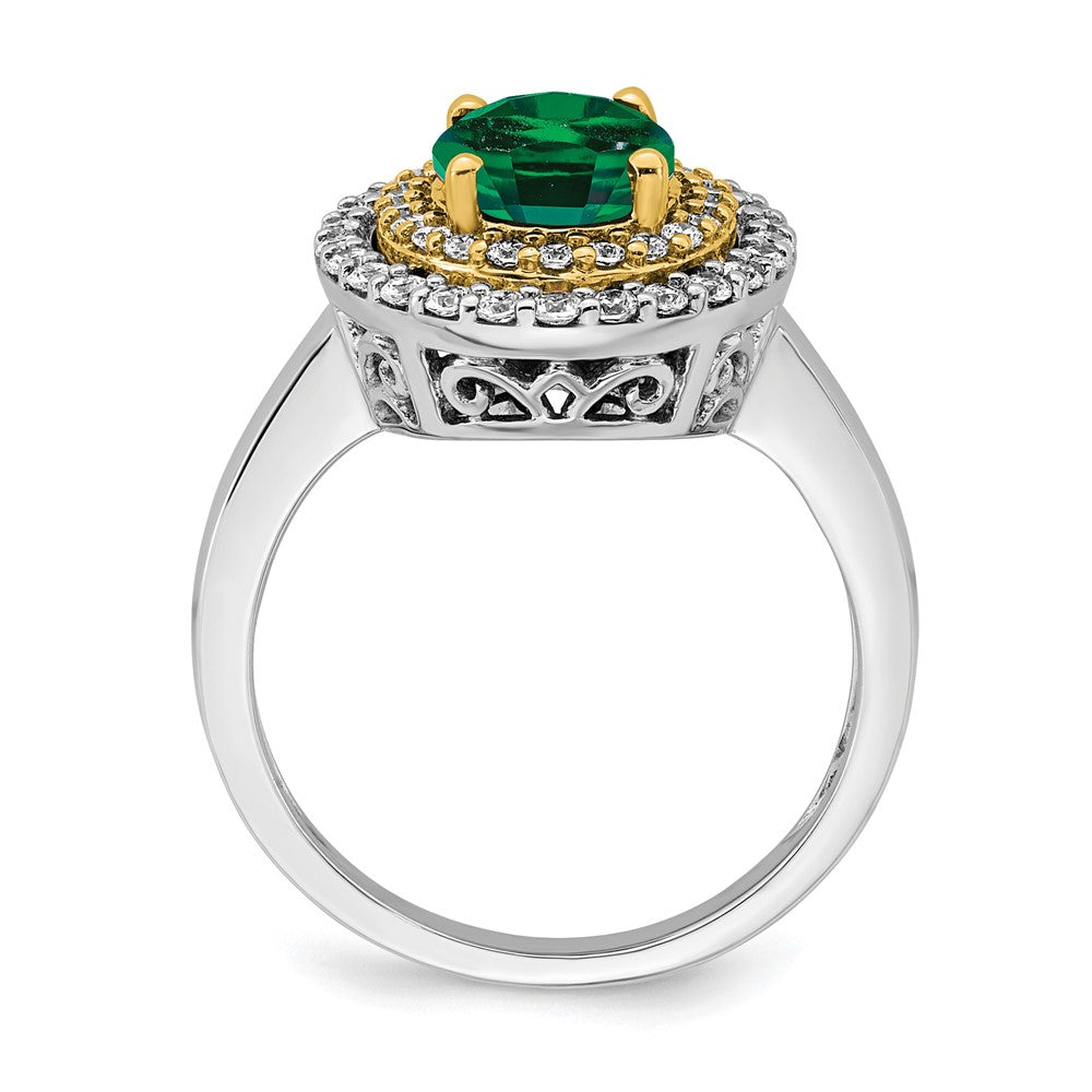 14ktt 1/2 ct Lab Grown Diamond VS/SI+ G+ & Cr Emerald Comp Fashion Ring
