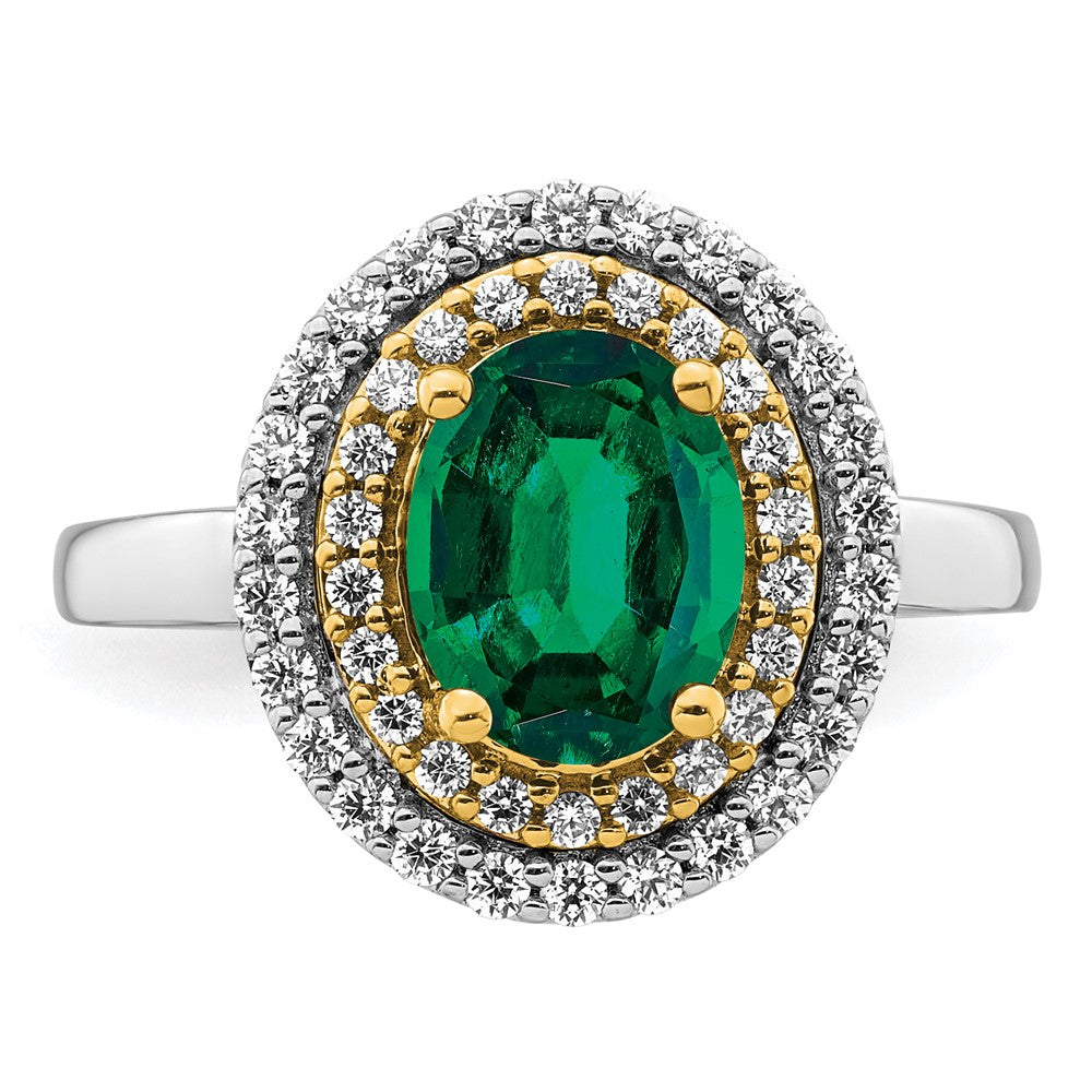 14ktt 1/2 ct Lab Grown Diamond VS/SI+ G+ & Cr Emerald Comp Fashion Ring