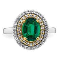 14ktt 1/2 ct Lab Grown Diamond VS/SI+ G+ & Cr Emerald Comp Fashion Ring