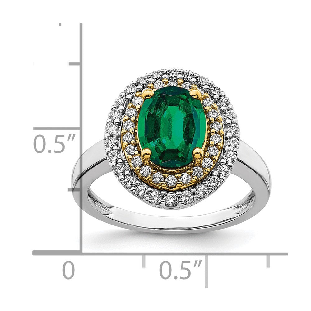 14ktt 1/2 ct Lab Grown Diamond VS/SI+ G+ & Cr Emerald Comp Fashion Ring