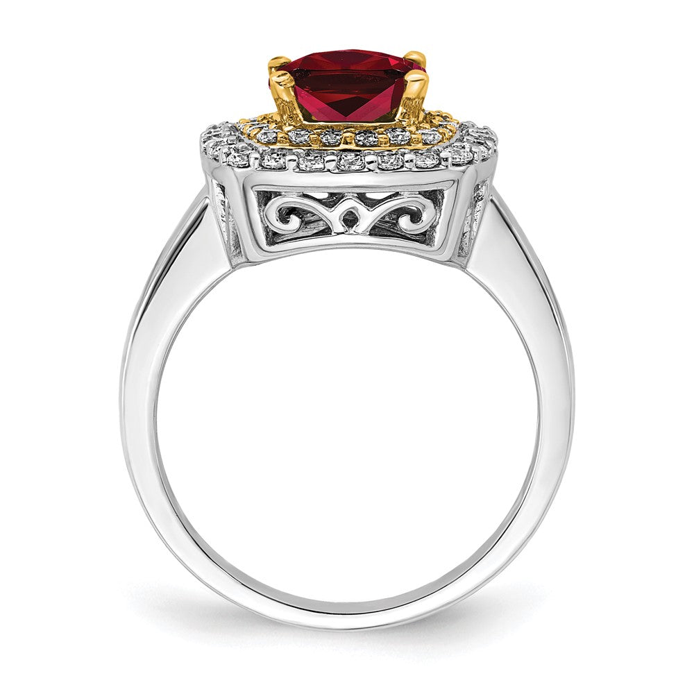 14ktt 1/2 ct Lab Grown Dia VS/SI+ G+ & Cr Ruby Comp Ring