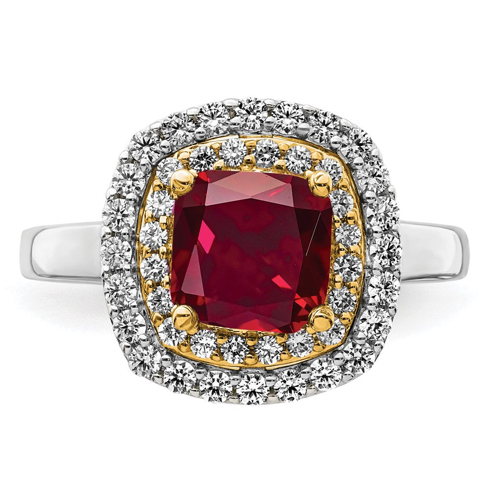 14ktt 1/2 ct Lab Grown Dia VS/SI+ G+ & Cr Ruby Comp Ring