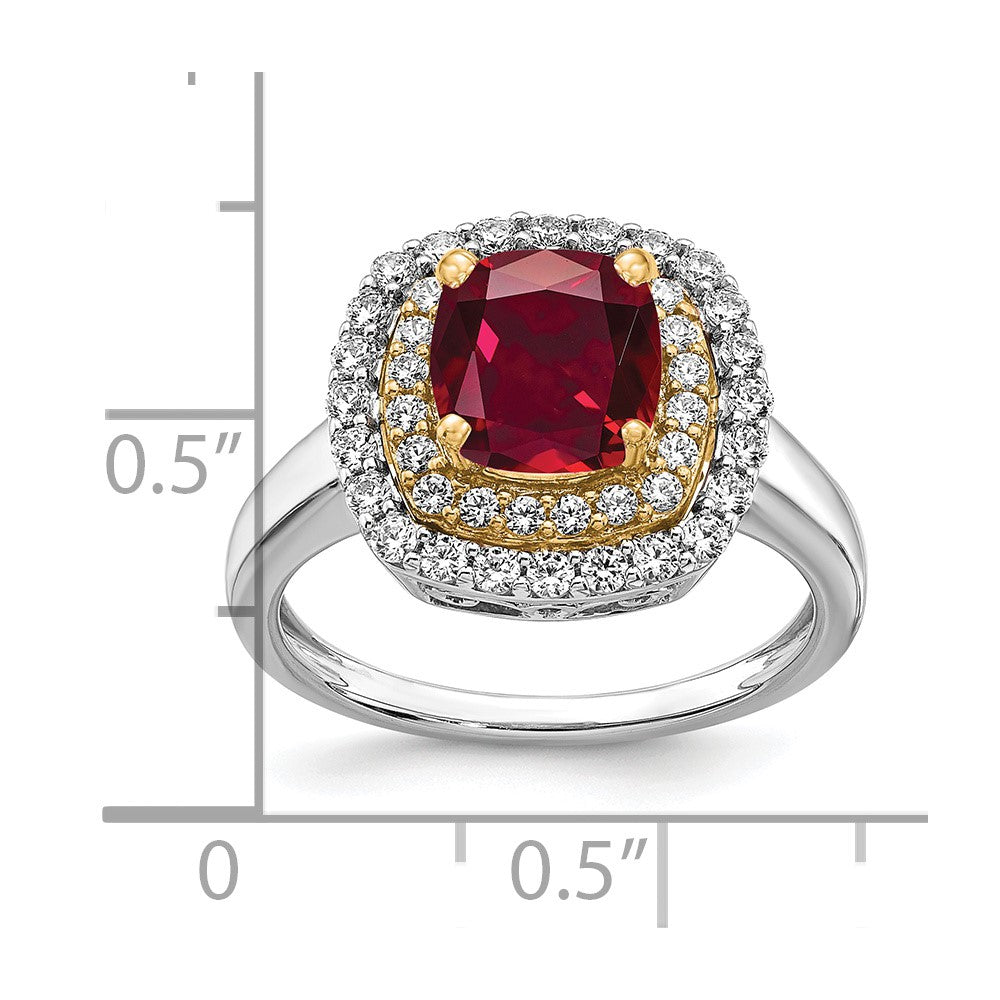 14ktt 1/2 ct Lab Grown Dia VS/SI+ G+ & Cr Ruby Comp Ring
