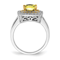 14ktt 1/2 ct Lab Grown Dia VS/SI+ G+ & Cr Yellow Sapphire Comp Ring