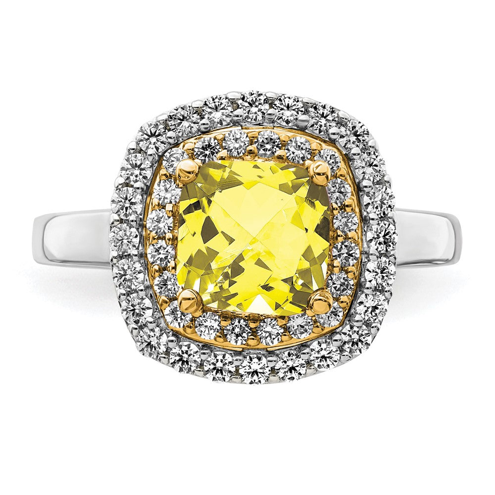 14ktt 1/2 ct Lab Grown Dia VS/SI+ G+ & Cr Yellow Sapphire Comp Ring